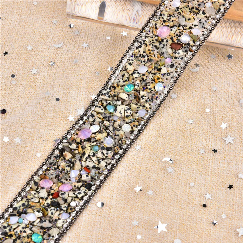 50Cm/Lot Crystal Stone Trim 3.5Cm Wide Rhinestone Ribbon Hotfix Banding Flatback Tape Strass Beads Chain For Bridal Applique Diy