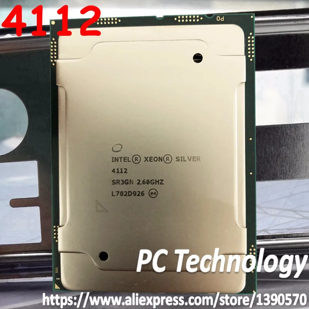 Original Intel Xeon SILVER 4112 SR3GN SILVER4112 Processor 8.25M Cache 2.60GHz 4-cores 85W LGA3647 CPU free shipping