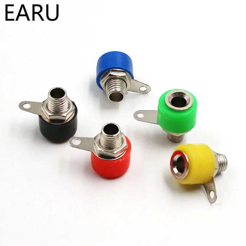 10pcs/lot 4mm Banana Binding Post 4mm Banana Socket Free Shipping 5color/lot Plug Adapter DIY Red Green Yellow Black Blue