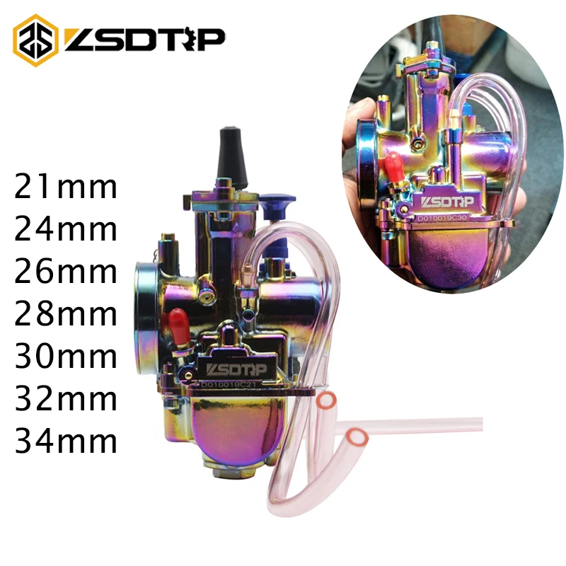 ZSDTRP Keihin PWK 21 24 26 28 30 32 34mm Racing Motorcycle Carburetor With Power Jet For 2 Stroke 4 stroke Dit Pit Bike ATV Quad