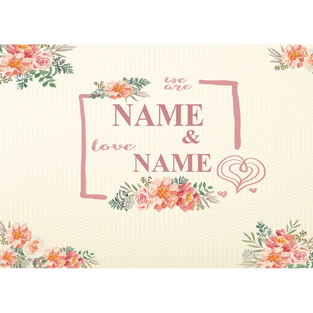 Allenjoy – arrière-plan pour photographie, feuille de fleur rose, mariage, nom personnalisé, cœur, motif jaune vif, amour, arrière-plan pour séance photo