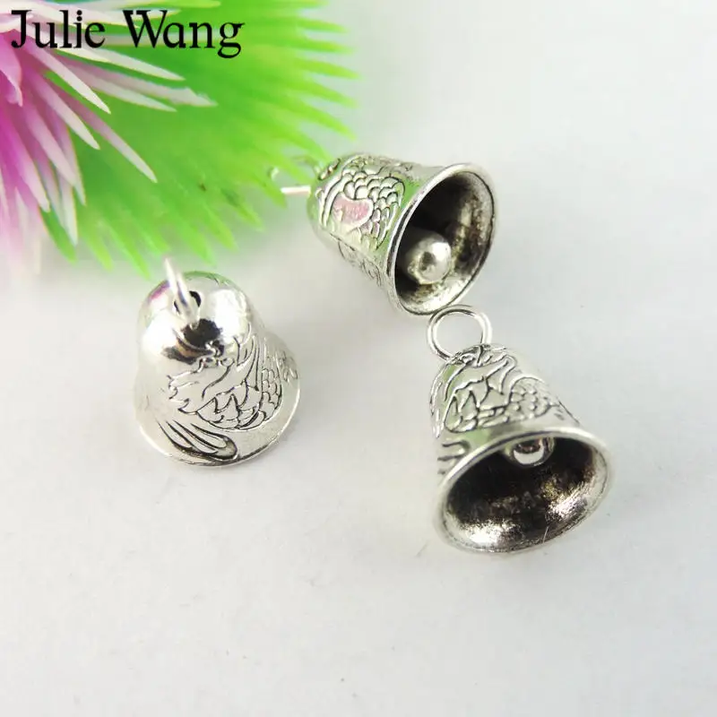 Julie Wang 5-50PCS Small Bell(No Sound) Charms Alloy Pendant Jewelry Making Necklace Bracelet Findings Accessory