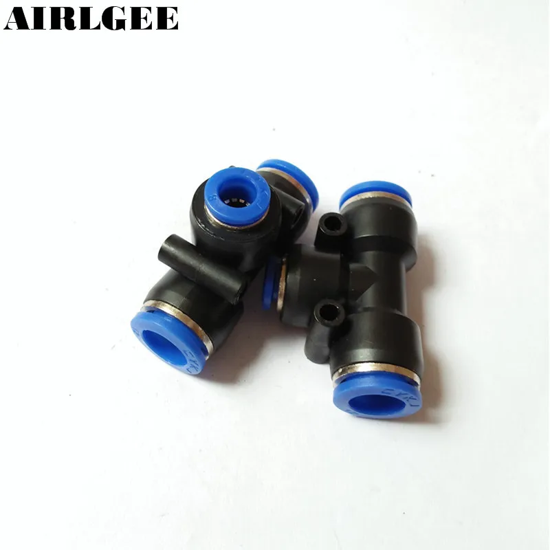 2PCS Pneumatic 12mm to 8mm One Touch Connector Tee Shaped Quick Fitting PEG12-8  Black Blue