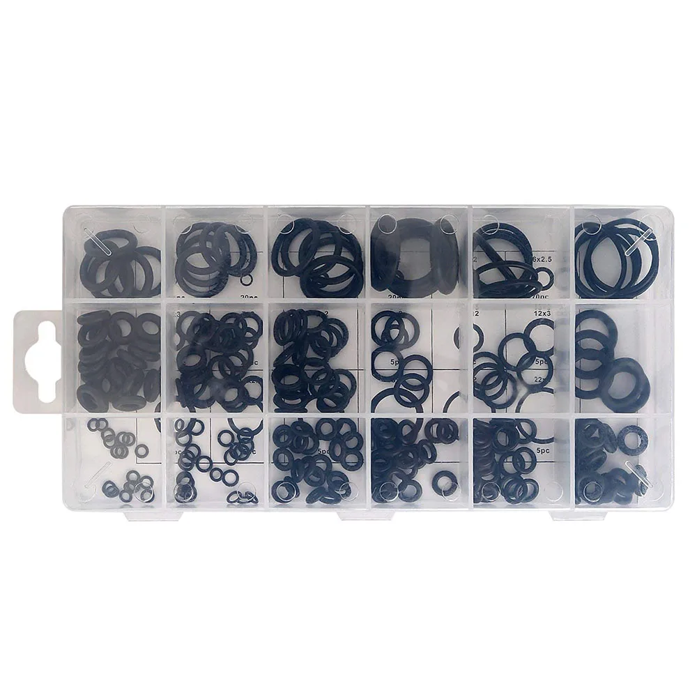 225 pces borracha o anel oring selo encanamento garagem conjunto kit 18 tamanhos com caso