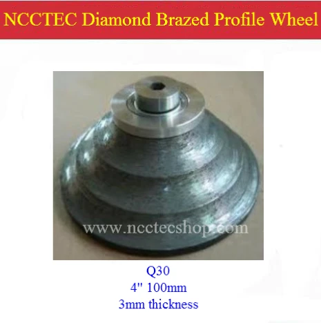 4'' Q30 continuously diamond Brazed hand profile wheel FREE shipping | segment thickness 3mm | thread: M8, M10, M14, 5/8-11''