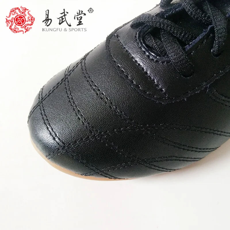 Yiwutang Chinese Kung fu shoes black Tai chi and Taiji shoes Leather Wu shu for men or woman Martial arts products taekwondo
