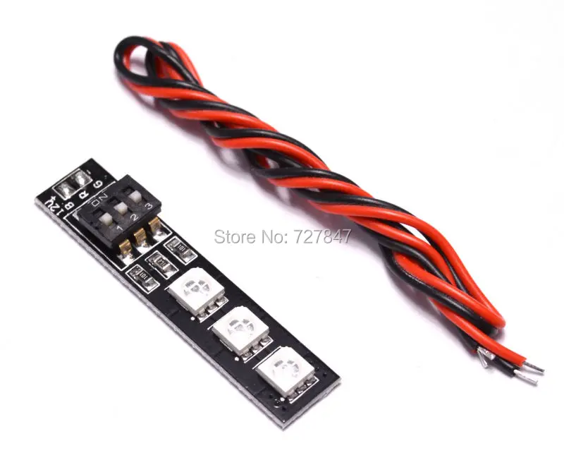 4 x RGB 5050 LED Lights Board 7 Color 12V w/DIP Switch for QAV250 Quadcopter