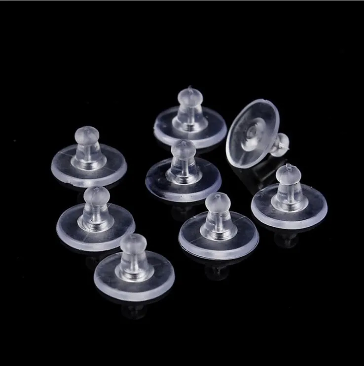 100pcs/lot Earrings Backs Jewelry Rubber Back Silicone Round Ear Plugging Blocked Plastic Earring Back Stoppers for DIY