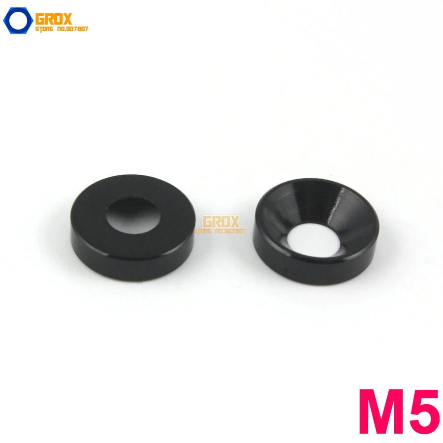 

25 Pieces M5 Black Aluminum Washer Countersunk Flat Head Screw Washer