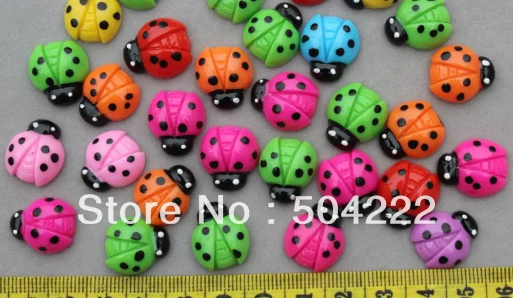 Set of 100pcs lovely Polka Dot Ladybug Cab Cabochons 18mm Cell phone decor, hair accessory supply, embellishment -SZ0058