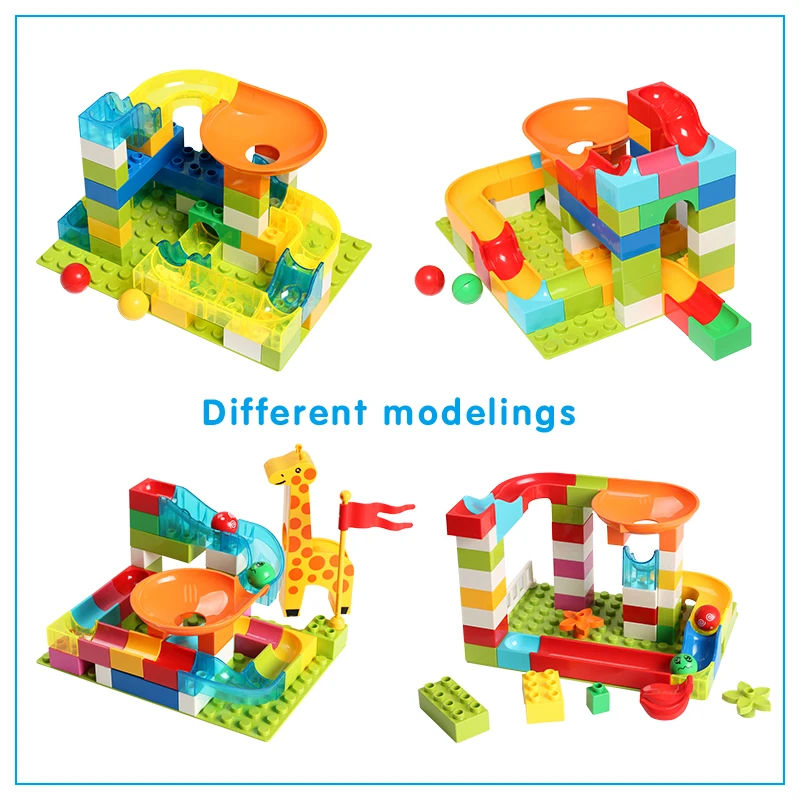 Big Size DIY Building Blocks Maze Race Marble Run Blocks Accessories DIY Assembly Bricks Toy For Children