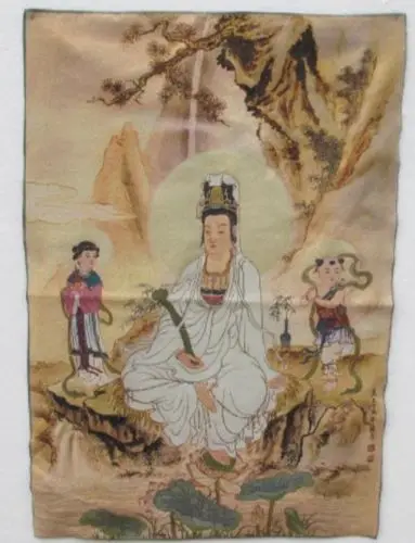 Golden silk embroidery thangka Tibet and Nepal The goddess guanyin bodhisattva