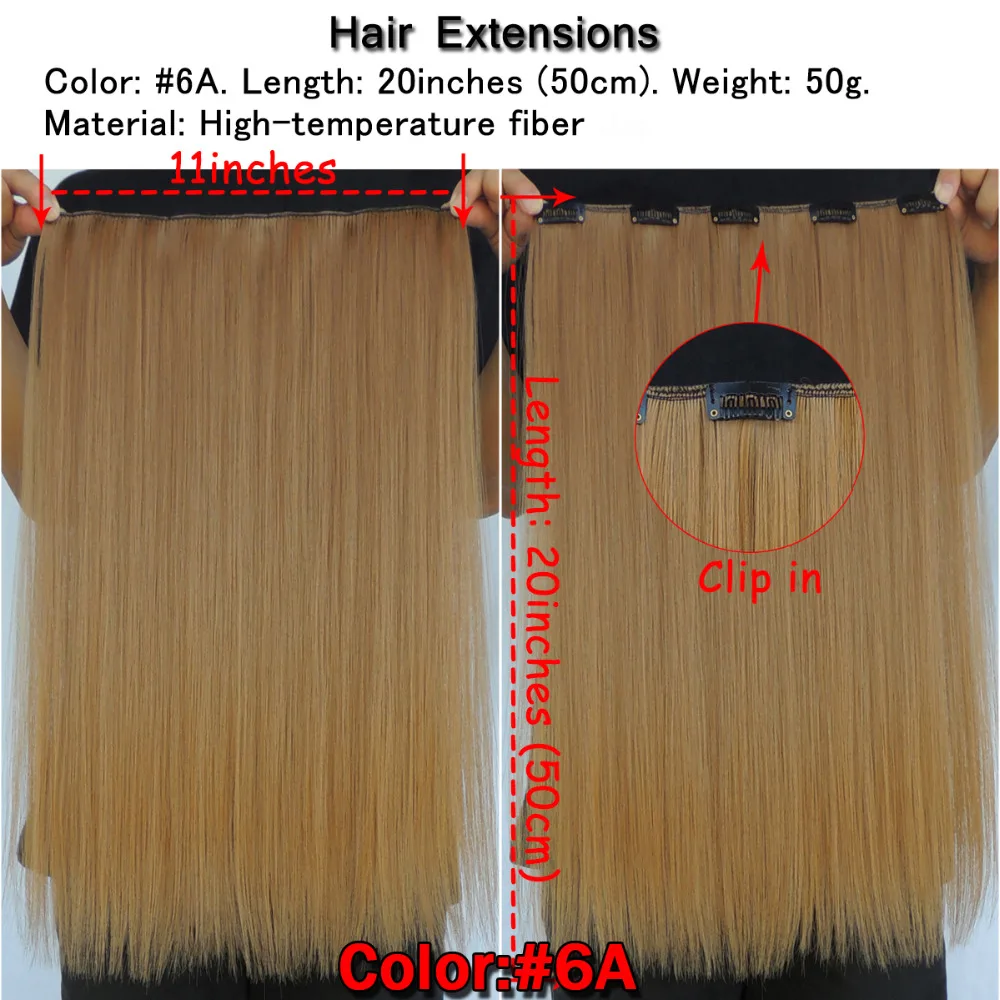 Xi.rocks wjlz5050/6A#2Piece/Lot  5 Clip in Hair Extensions Wigs Synthetic  Extension Straight Clips For Hairpiece Golden Brown