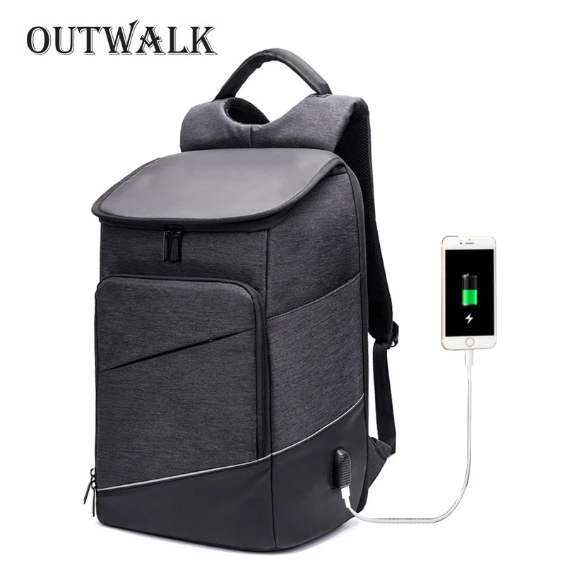 

OUTWALK New Men 15.6 Laptop Backpack Anti Theft Backpack USB Charging Women School Notebook Bag Oxford Waterproof Travel Bagpack