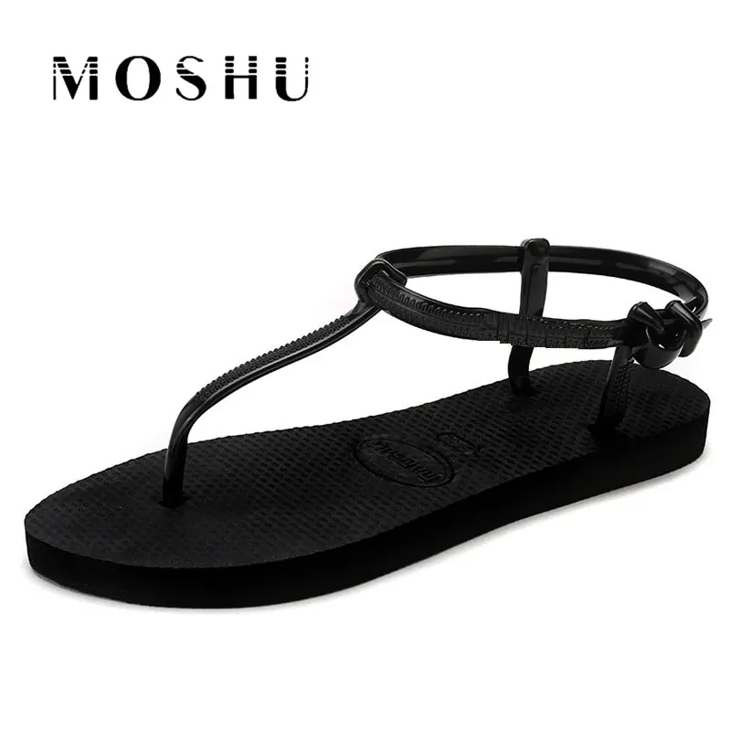 Summer Women Sandals T Stripe Flat Sandals female Gladiator Sandals Basic Slippers Flip Flops Beach Shoes Zapatos De Mujer