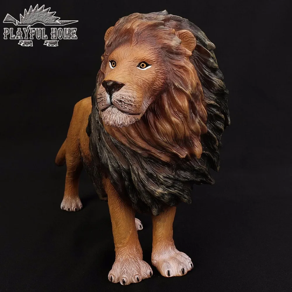 Figura de ação para crianças, brinquedo artesanal com certificado de animais de simulação, leão grande, 3d, pvc macio, anime de brinquedo