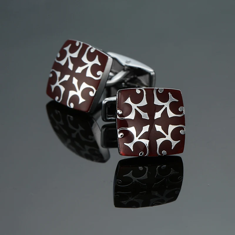 18 style Mix Hotsale Cufflinks Classical high quality Red enamel pattern cuff l mans Suit accessories Wedding business gifts