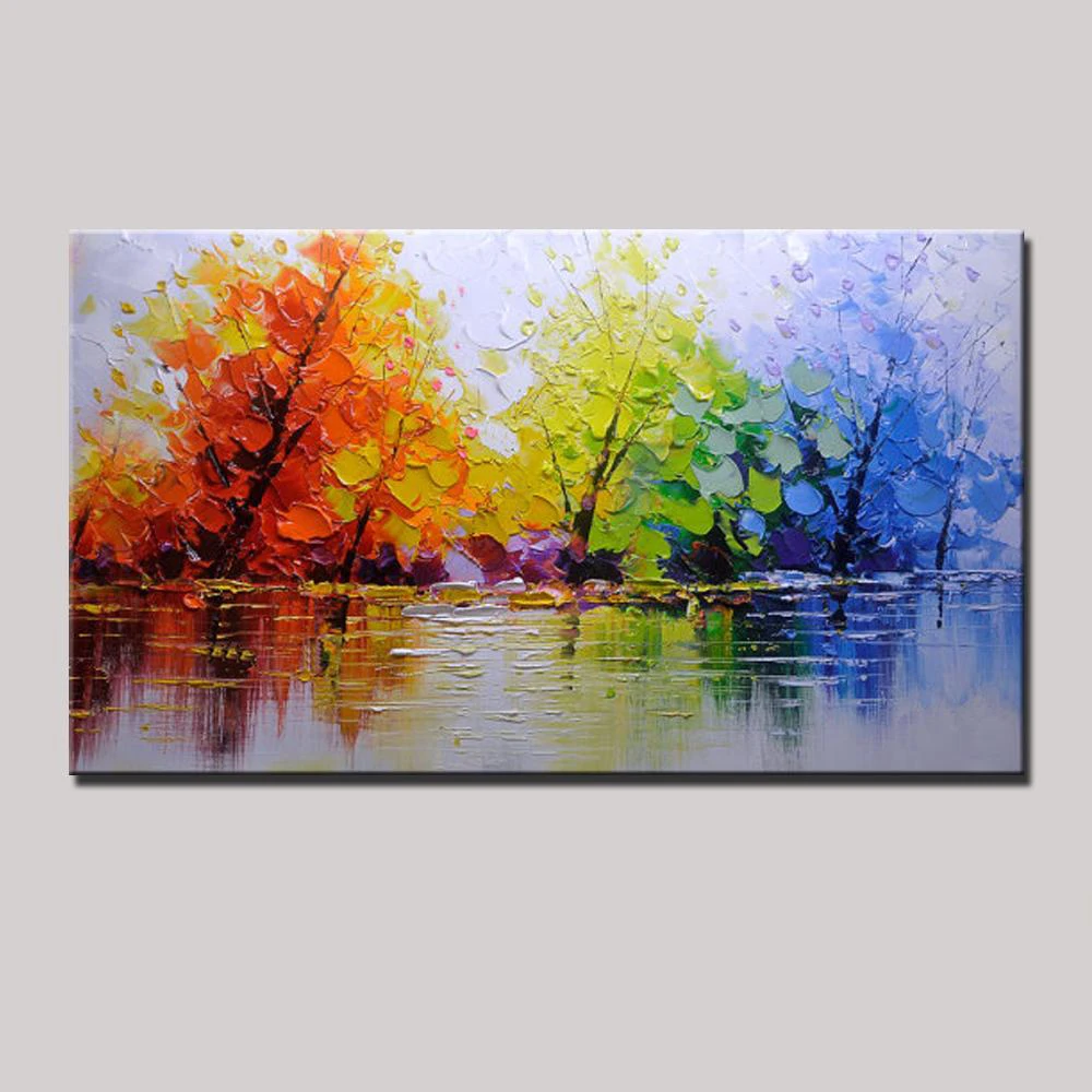 

Canvas Painting 100% Handpainted Color Tree Knife Modern Oil Painting Quardro Wall Art Wall Pictures For Living Room Home Decor