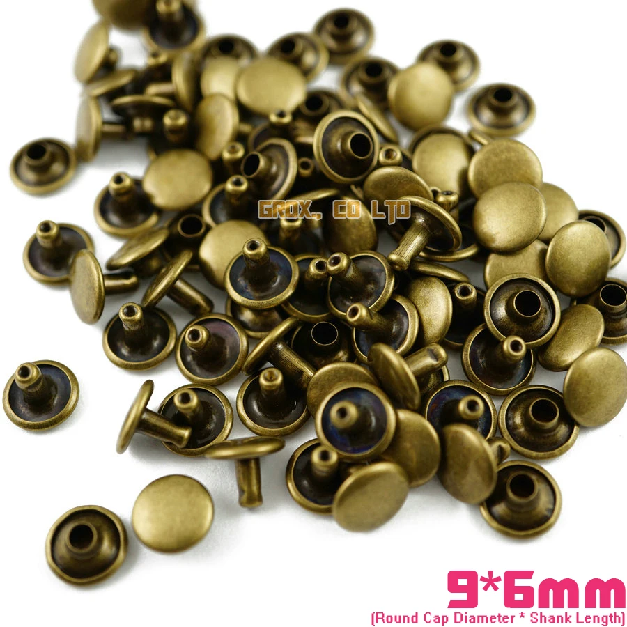 

500 set 9*6mm Antique Brass Double Cap Round Rapid Rivet Leathercraft Rivet