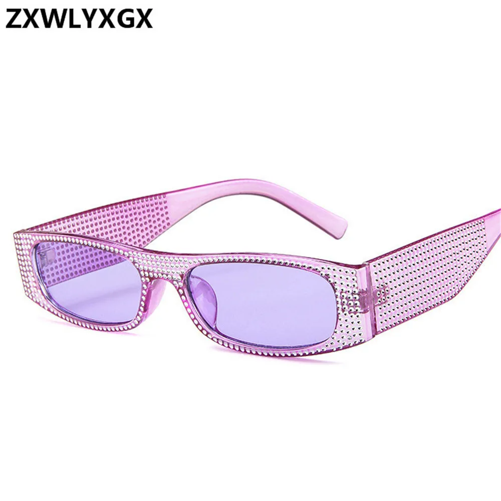 ZXWLYXGX  Small square sunglasses women imitation diamond sung lasses Retro evening glasses cross fashion sunglasses UV400