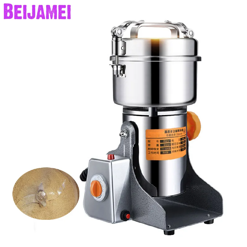 Beijamei 800g Dry Food Grinder Pulverizer Machine Multifunction 3000W Automatic Electric Spices Grain Grinder Mill