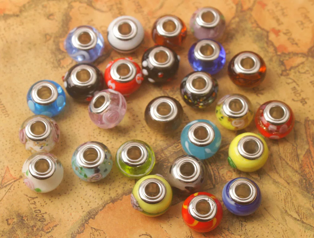 

New Style HQ 25PCS Mixed Colors Fashion European Murano Glass Beads Fit Charm Bracelet #95505