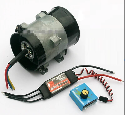 Metal ducted three-phase brushless DC motor. High-speed turbo fan blades