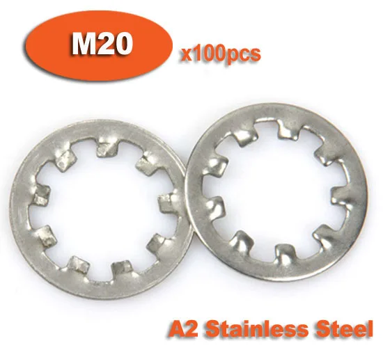 

100pcs DIN6797J M20 Stainless Steel A2 Internal Toothed Shakeproof Washers Lock Washer