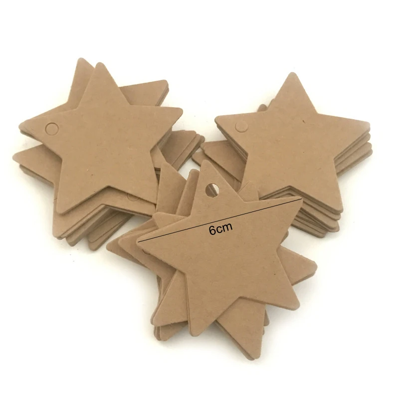 100Pcs Packaging Label Brown Kraft Paper Tags DIY scallop Heart Star Christmas Label Wedding Gift Decorating Tag GYH