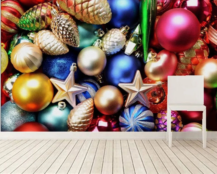 

Custom 3D large mural,Holidays Christmas Many Balls wallpapers papel de parede,coffee shop living roomTV wall bedroom wallpaper