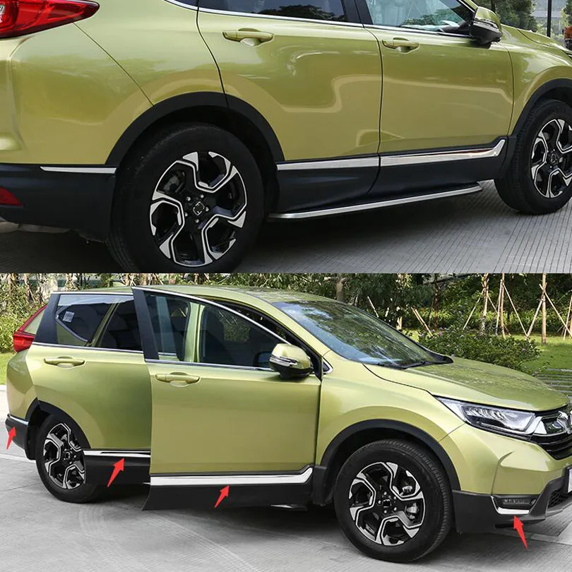 8pcs/set Stainless Steel Car Body Side Door Moulding Cover Trim For Honda CRV 2017 2018 Car Exterior Accessories Stylilng