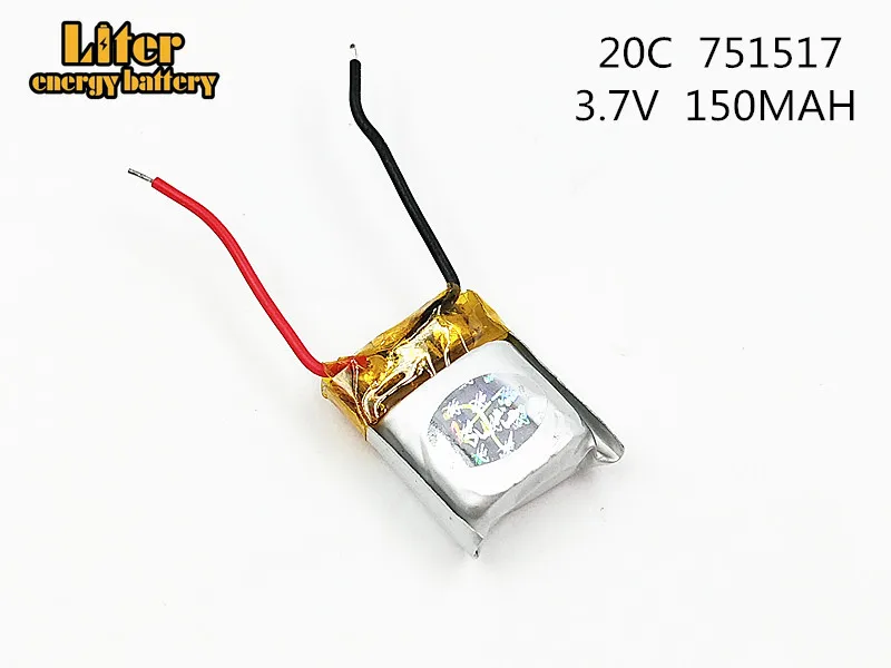 5Pcs/Lot 3.7V 150mAh 751517 20c lithium polymer battery CX-10 CX-12 JJ810 Remote Quadrocopter 3.7V Lipo bettery