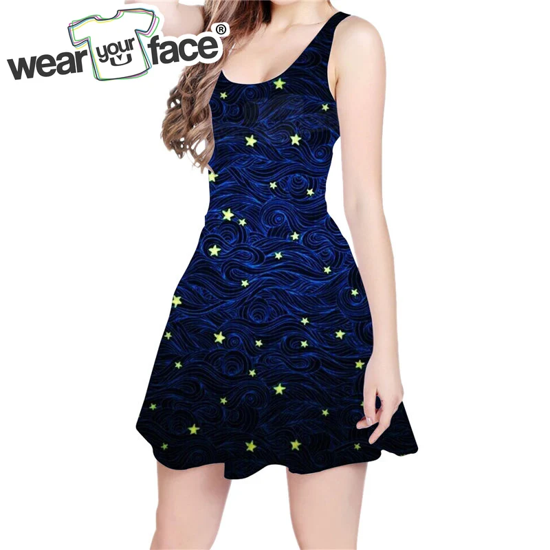 

Stars Galaxy Space Rocket 3D All Over Printed Skater Dress Funny Hipster Fashion Women Dress Dropship US Size