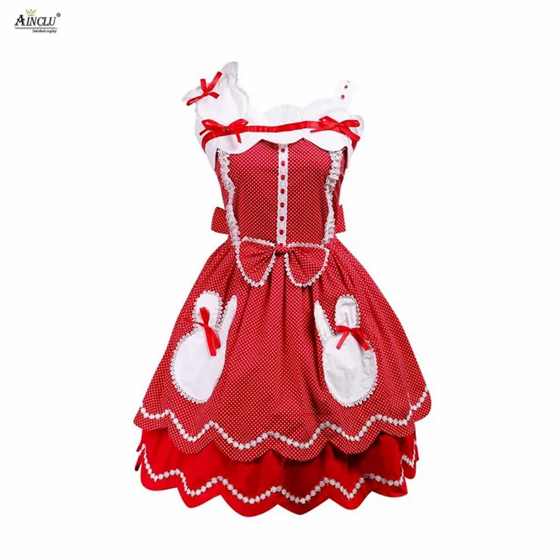 

Cemavin Womens Girls Ainclu Hot Cotton Sleeveless Bow Red Printing With White Dot Sweet Lolita Sling Dress For Casual payty