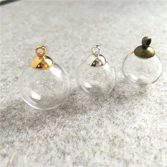 

200pcs 16mm-18mm Empty Glass globe Ball Charms pendants vials Wish Bottles