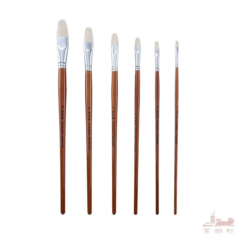 

6Pcs/set Artist pig bristle Wooden Handle Watercolor Brush Acrylic Paints Oil Paint Brush Set For Drawing Painting Art Supplies