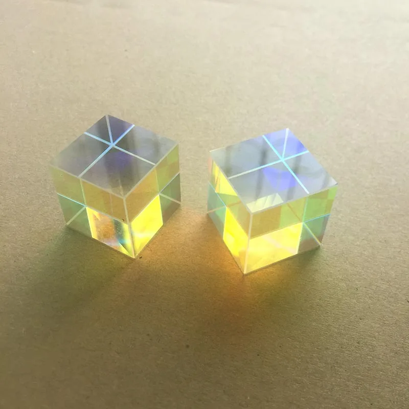 12.7mm K9 Cube Defective Cross Dichroic Prism RGB Combiner Splitter Glass Decor Square Cube RGB Teaching Tools Decoration