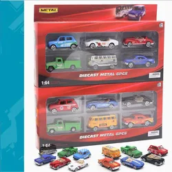 Simulation classic car toy,1:64 scale alloy bus,truck car toys,6pcs Collecting toy model,child's gift, wholesale,free shipping