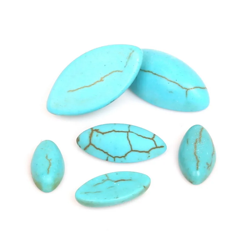 5x10/6x12/7x14/9x17mm Horse Eye Shape Synthetic Blue Calaite Flat Back Cabochons Beads for DIY Jewelry & Craft Making