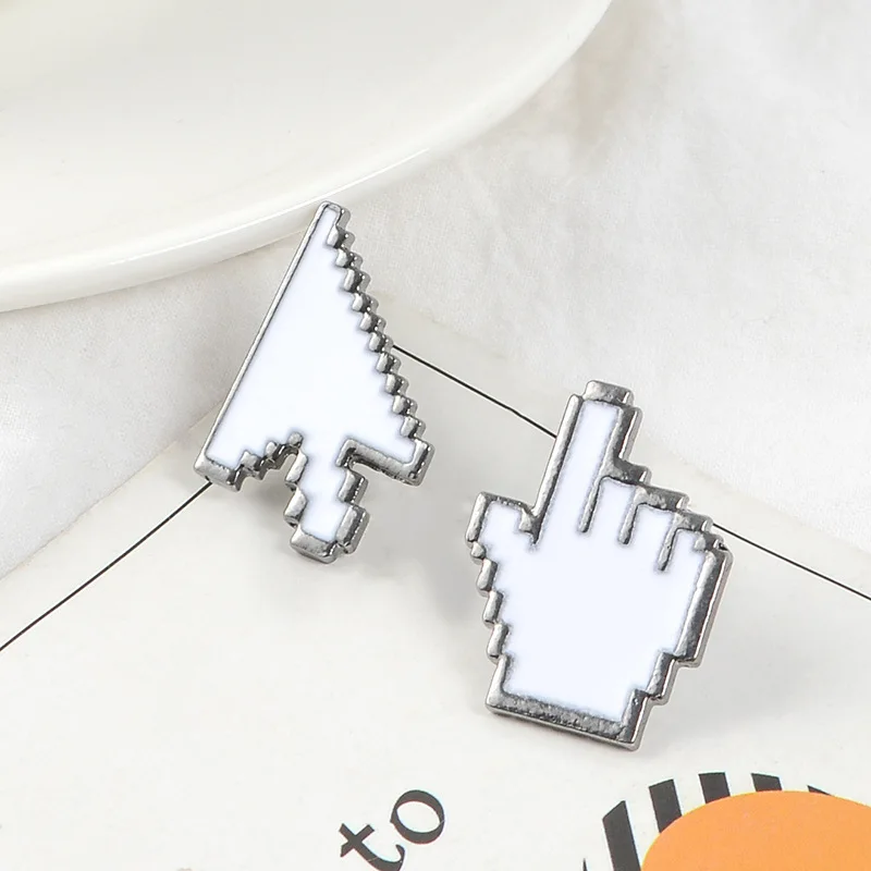 MINGQI Cursors Enamel Pin Mouse Arrow Hand badge brooch Lapel pin Denim Shirt Collar White Simple Computer Jewelry Gift Women