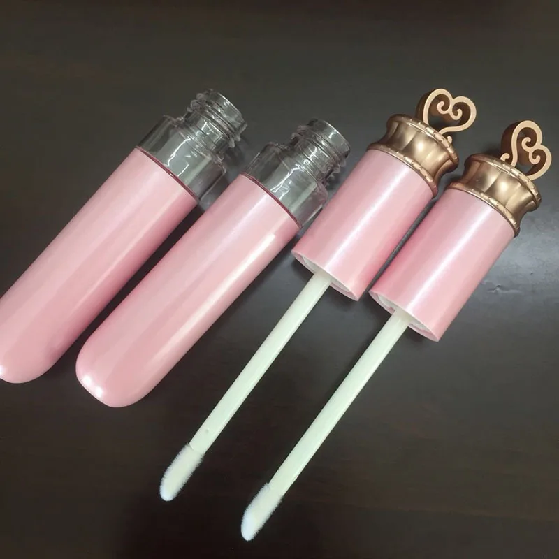 Pink Empty Plastic Lip Gloss Bottle DIY Round Classic Crown Liquid Lipstick Packaging Lipgloss Sample Tube for Girls 200pcs