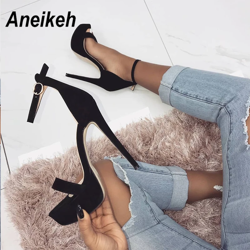 Aneikeh 2024 NEW High Heels Sandals Summer Sexy Ankle Strap Open Toe Party Dress 14CM Platform Gladiator Women Shoes Size 41 42