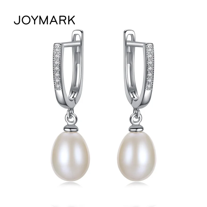 

New Arrival Classic Style Natural Freshwater 8-9mm Drop Pearl 925 Silver Clip on Earrings For Pierced Ears Women JPSE007