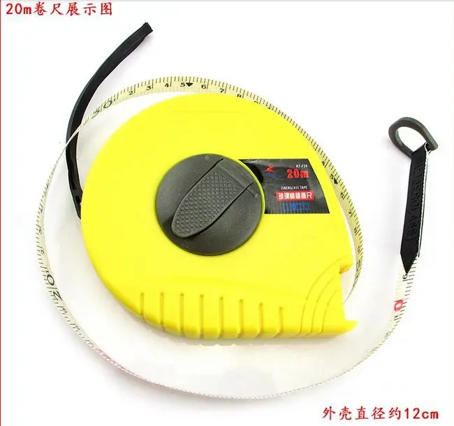 R'DEER made in hongkong high quality yellow imported fiberglass metric ruler sewing 20m ABS cover NO.RT-F20 freeshipping