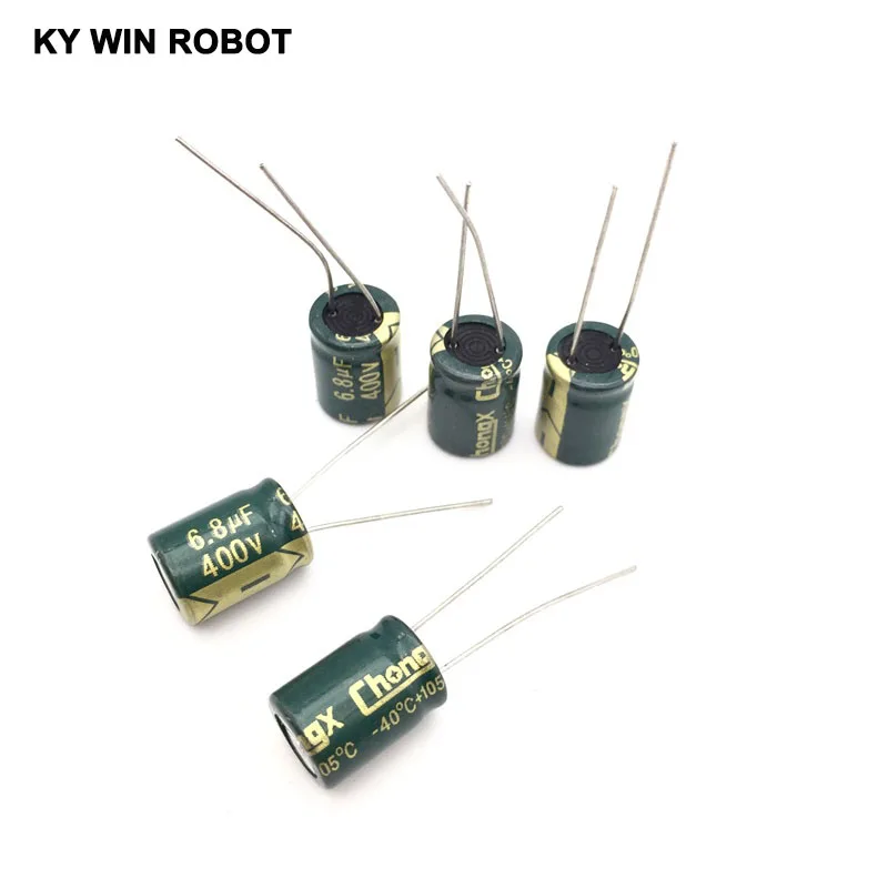 10 قطعة 400V 6.8 فائق التوهج 10x13 مللي متر 105C شعاعي عالية التردد مقاومة منخفضة مُكثَّف كهربائيًا 6.8 فائق التوهج 400V