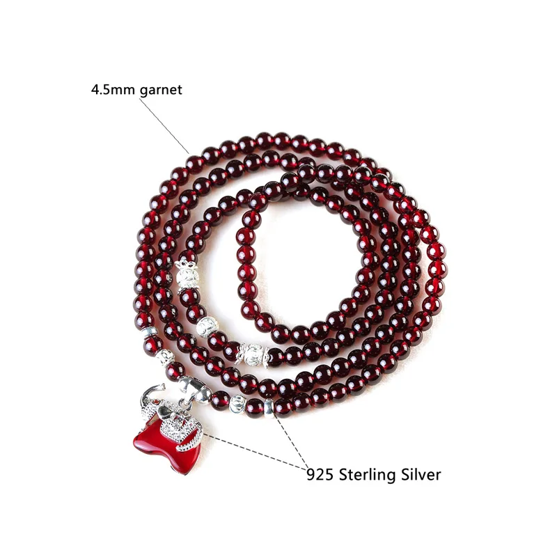 New Arrival Natural Garnet for Women 4.5mm Wine Red Garnet Multi Circle Bracelet Elephant Pendant Chrismas Gift Free Shipping