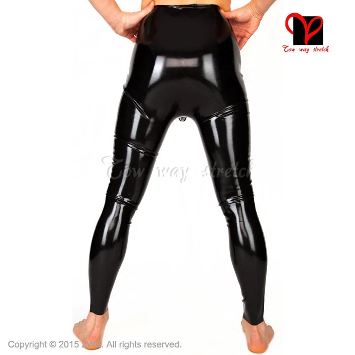 Mallas anatómicas grandes de látex para hombre y mujer, pantalones largos de goma, color negro, con funda de pene, condón, talla grande XXXL, KZ-018