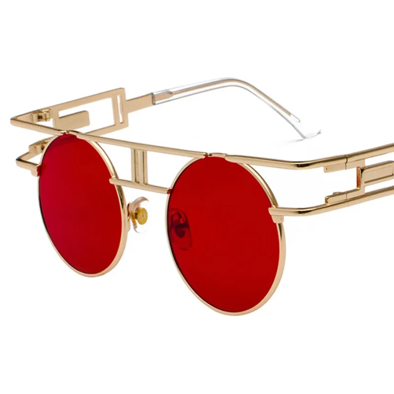Gafas de sol redondas Steampunk para hombres y mujeres, gafas de sol Vintage, diseñador Punk, 20 colores