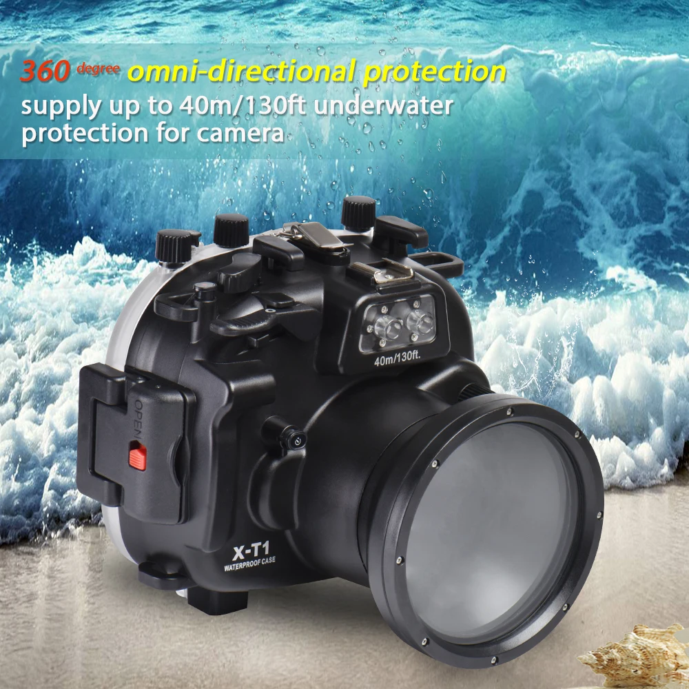 Seafrogs 130ft/40m Waterproof Underwater Housing Camera Diving Case for Fujifilm XT1 Fuji X-T1 18-55mm Camera Bag Case Cover