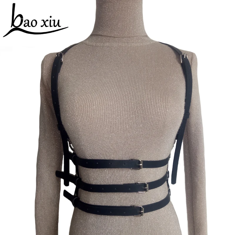 

New Women cool Punk Goth Handmade Leather Harness Body Bondage Belt Cage Sculpting Leather Waist Belt chest belt slim body